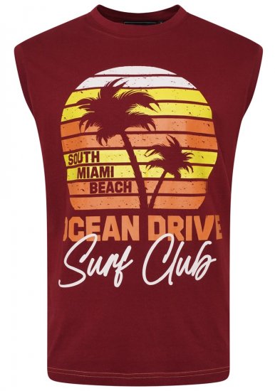 Kam Jeans 5398 Miami Beach Sleeveless Tee Burgundy - Camisetas - Camisetas - 2XL-14XL