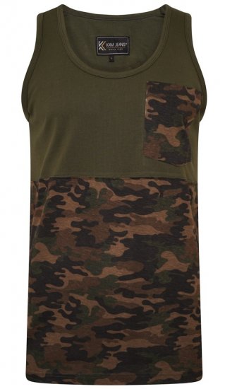 Kam Jeans 5399 Camo Panelled Sleeveless T-Shirt Khaki - Camisetas - Camisetas - 2XL-14XL