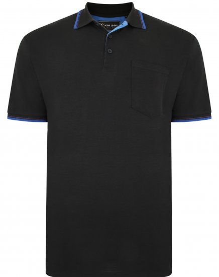 Kam Jeans 5400C Tipped Polo with Pocket Black - Polos - Polos 2XL-8XL