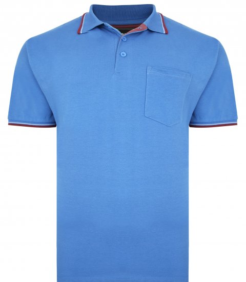 Kam Jeans 5400C Tipped Polo with Pocket Blue - Polos - Polos 2XL-8XL