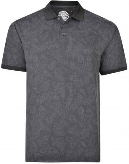 Kam Jeans 5418 Leaf print Polo Charcoal - Polos - Polos 2XL-8XL