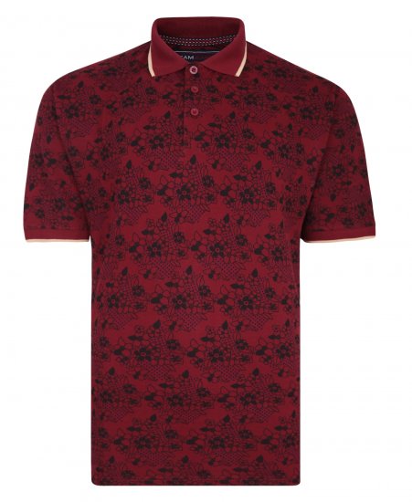 Kam Jeans Floral Print Polo Wine - Polos - Polos 2XL-8XL