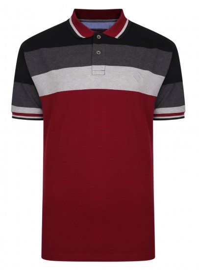 Kam Jeans Contrast Stripe Polo Grey - Polos - Polos 2XL-8XL