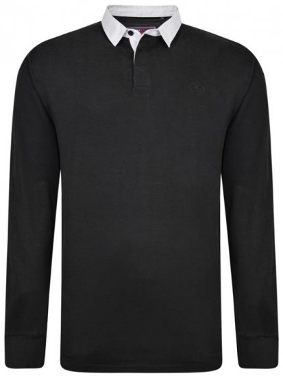 Kam Jeans 5443 LS Rugby Polo Black - Polos - Polos 2XL-8XL