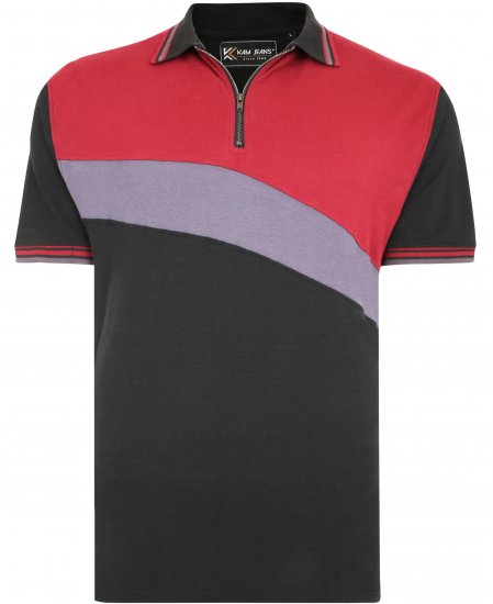 Kam Jeans 5448 Cut & Saw Polo with Zip Black - Polos - Polos 2XL-8XL