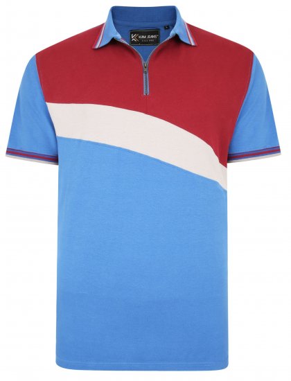 Kam Jeans 5448 Cut & Saw Polo with 1/4 Zip Blue - Polos - Polos 2XL-8XL