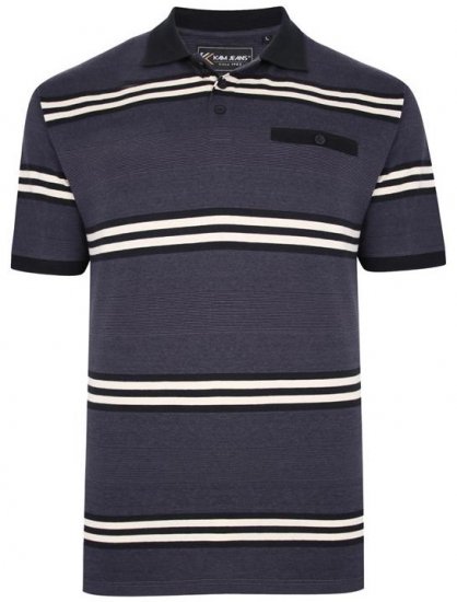 Kam Jeans 5452 Yarn Dye Srtipe Polo Charcoal - Polos - Polos 2XL-8XL