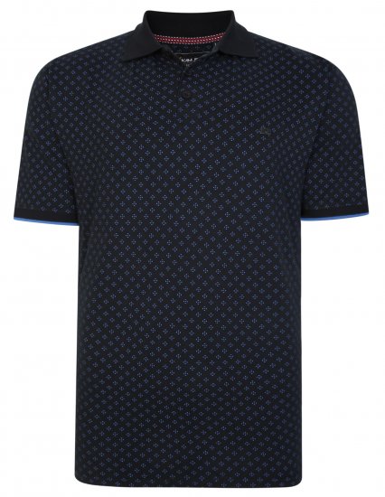 Kam Jeans 5455 Dobby Print Polo Black - Polos - Polos 2XL-8XL