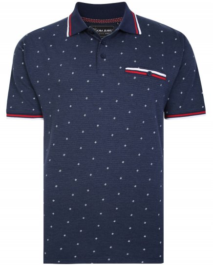 Kam Jeans 5456 Drop Needle Jersey Polo with Dobby Print - Polos - Polos 2XL-8XL