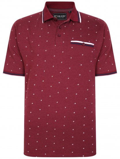 Kam Jeans 5456 Drop Needle Jersey Polo with Dobby Print Burgundy - Polos - Polos 2XL-8XL