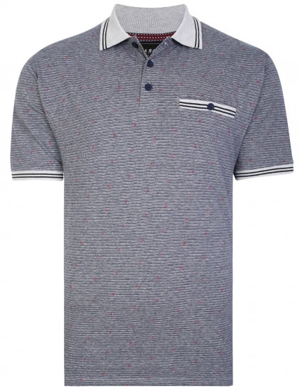 Kam Jeans 5456 Drop Needle Jersey Polo with Dobby Print Grey - Polos - Polos 2XL-8XL
