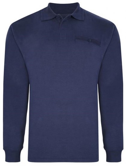 Kam Jeans 5457 LS Peach Finish Polo Navy - Polos - Polos 2XL-8XL