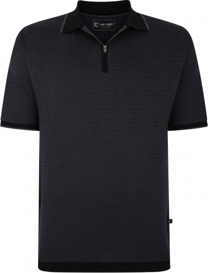 Kam Jeans 5492 Jersey Weave Pattern 1/4 Zip Polo Black - Polos - Polos 2XL-8XL