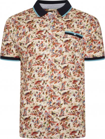 Kam Jeans 5493 All Over Parrot Print Polo Ecru - Polos - Polos 2XL-8XL