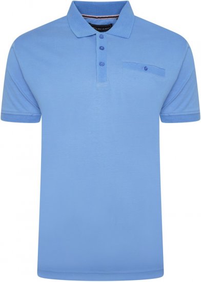 Kam Jeans 5498 Jersey Polo with Self Stripe Jacquard Collar/Cuffs Royal Blue - Polos - Polos 2XL-8XL