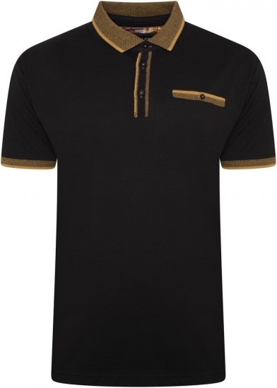 Kam Jeans 5499 Jersey Polo with Jacquard Collar/Cuffs Black - Polos - Polos 2XL-8XL