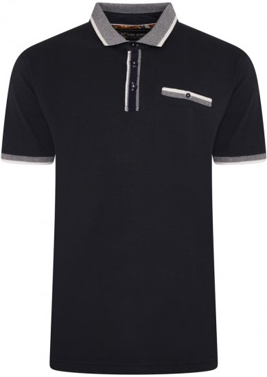 Kam Jeans 5499 Jersey Polo with Jacquard Collar/Cuffs Navy - Polos - Polos 2XL-8XL