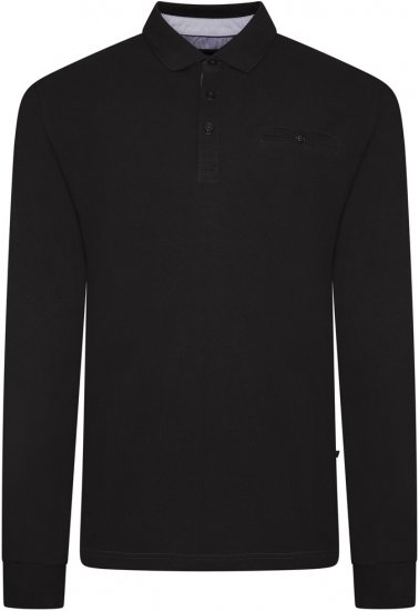 Kam Jeans 5508 LS Pique Polo with Jacquard Collar/Cuffs Black - Polos - Polos 2XL-8XL
