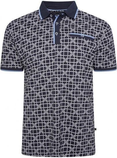 Kam Jeans 5516 Geo-Print Polo Navy - Polos - Polos 2XL-8XL