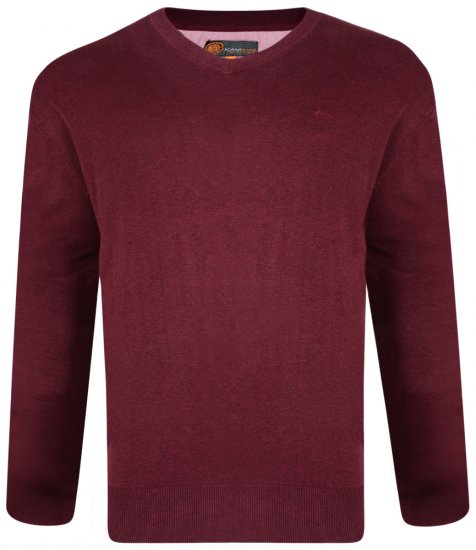 Kam Jeans V-neck Knitted Sweater Burgundy - Sudaderas - Sudaderas 2XL-12XL