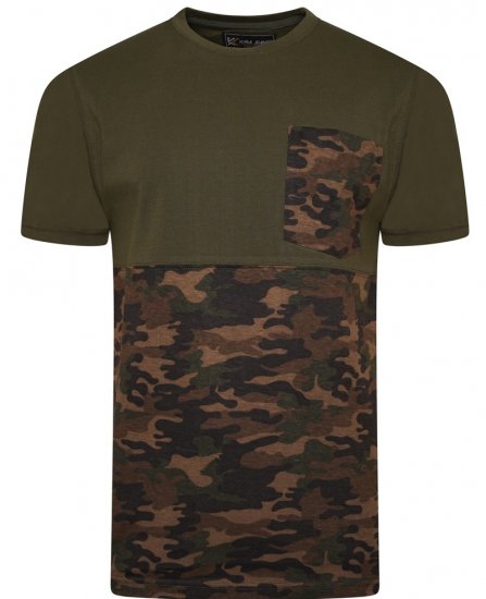 Kam Jeans 5700 Camo Panelled T-Shirt Khaki - Camisetas - Camisetas - 2XL-14XL