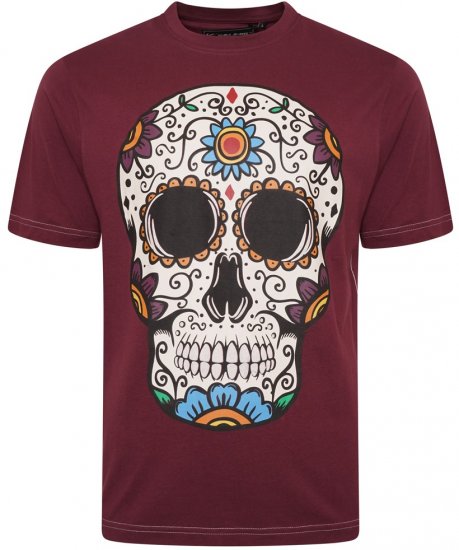 Kam Jeans 5705 Coloured Skull Print Tee Plum - Camisetas - Camisetas - 2XL-14XL