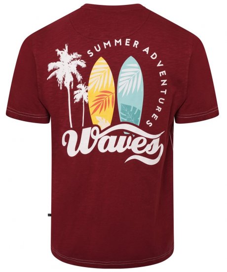 Kam Jeans 5709 Summer Adventure Print Tee Burgundy - Camisetas - Camisetas - 2XL-14XL
