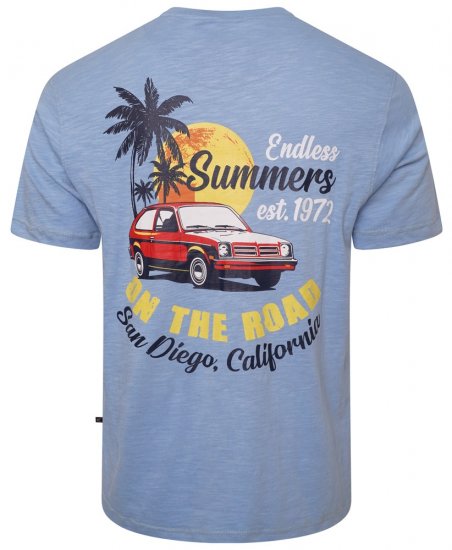 Kam Jeans 5711 Endless Summers Slub Tee With Back Print Blue - Camisetas - Camisetas - 2XL-14XL