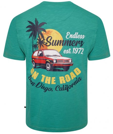 Kam Jeans 5711 Endless Summers Slub Tee With Back Print Emerald - Camisetas - Camisetas - 2XL-14XL