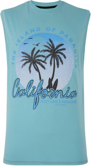 Kam Jeans 5727 California Paradise Sleeveless T-Shirt Light Blue - Camisetas - Camisetas - 2XL-14XL