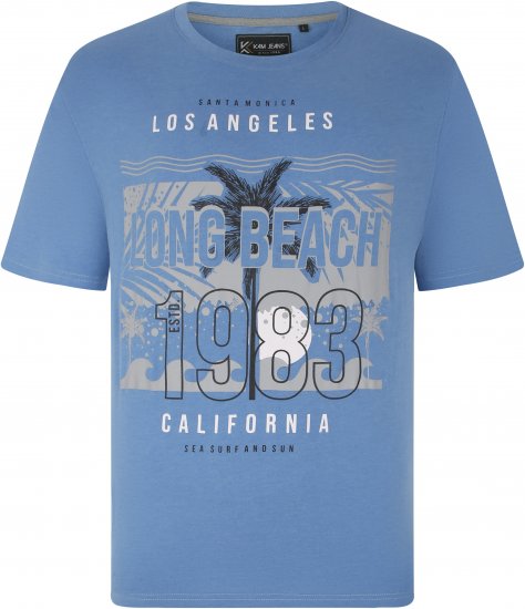 Kam Jeans 5729 Long Beach Print T-Shirt Blue Marl - Camisetas - Camisetas - 2XL-14XL