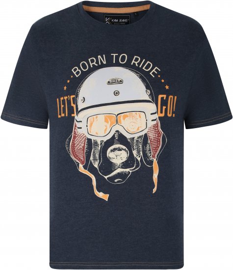 Kam Jeans 5731 Born To Ride Print T-Shirt INDIGO MARL - Camisetas - Camisetas - 2XL-14XL