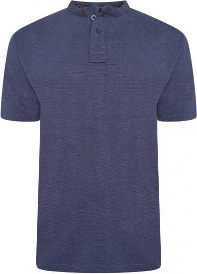 Kam Jeans 5744 Textured Jersey Grandad Top Indigo - Polos - Polos 2XL-8XL