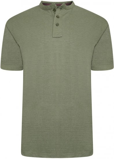 Kam Jeans 5744 Textured Jersey Grandad Top Khaki - Polos - Polos 2XL-8XL