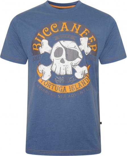Kam Jeans 5753 Buccaneer Print T-Shirt Blue - Camisetas - Camisetas - 2XL-14XL