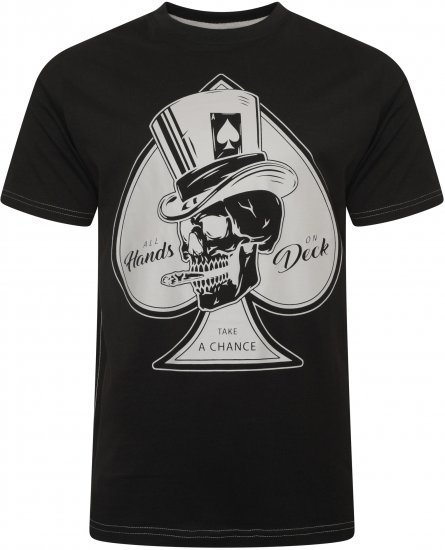 Kam Jeans 5757 Hands on Deck Skull Print T-Shirt Black - Camisetas - Camisetas - 2XL-14XL