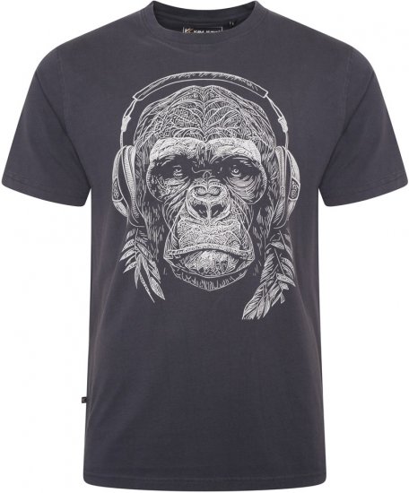 Kam Jeans 5759 Stencil Gorilla Print T-Shirt Indigo - Camisetas - Camisetas - 2XL-14XL