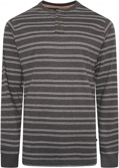 Kam jeans 5761 Embossed Waffle Stripe Long Sleeve Henley Shirt Charcoal - Polos - Polos 2XL-8XL