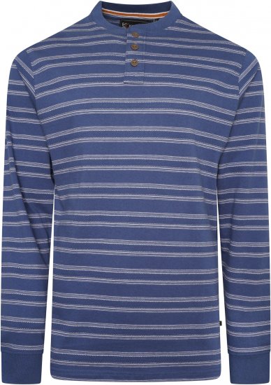 Kam jeans 5761 Embossed Waffle Stripe Long Sleeve Henley Shirt Indigo - Polos - Polos 2XL-8XL