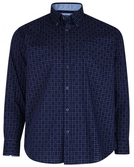 Kam Jeans 6158 Long Sleeve Dobby Embroidery Shirt Navy - Camisas - Camisas 2XL-10XL