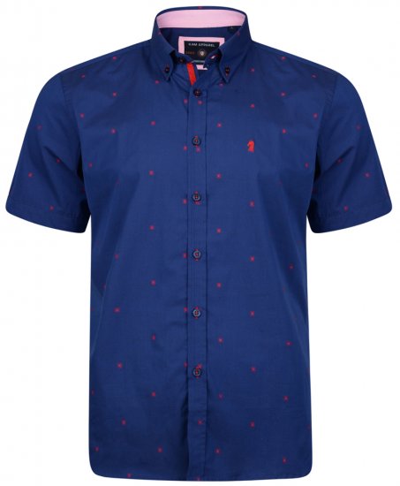 Kam Jeans 6160 Short Sleeve Dobby Print Shirt Twilight Blue - Camisas - Camisas 2XL-10XL