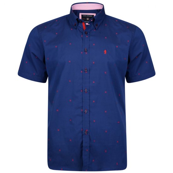 Kam Jeans 6160 Short Sleeve Dobby Print Shirt Twilight Blue - Camisas - Camisas 2XL-10XL