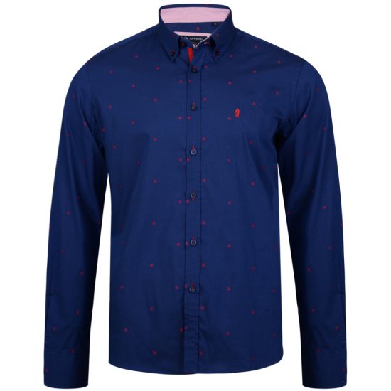 Kam Jeans 6160 Long Sleeve Dobby Print Shirt Twilight Blue - Camisas - Camisas 2XL-10XL