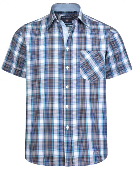 Kam Jeans 6163 Short Sleeve Shirt Blue - Camisas - Camisas 2XL-10XL