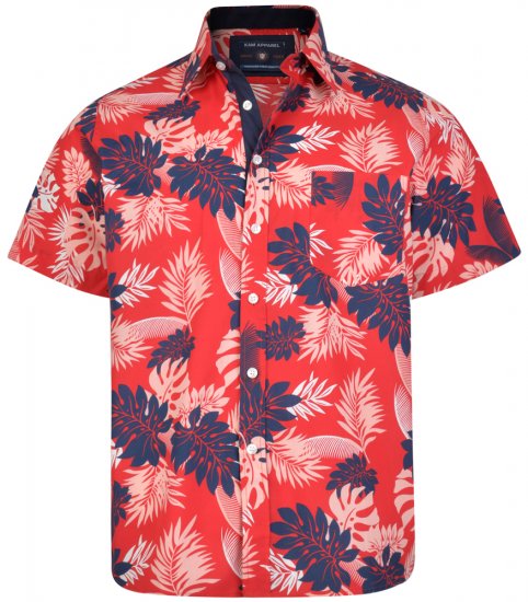 Kam Jeans 6166 Hawaii Shirt Red - Camisas - Camisas 2XL-10XL