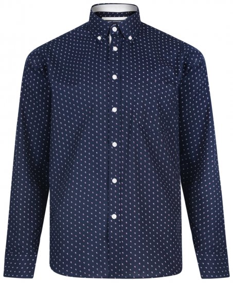 Kam Jeans 6176 Long Sleeve Shirt Navy - Camisas - Camisas 2XL-10XL
