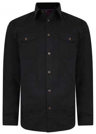 Kam Jeans Retro Long Sleeve Stretch Shirt Black - Camisas - Camisas 2XL-10XL