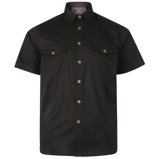 Kam Jeans Retro Short Sleeve Stretch Shirt Black - Camisas - Camisas 2XL-10XL
