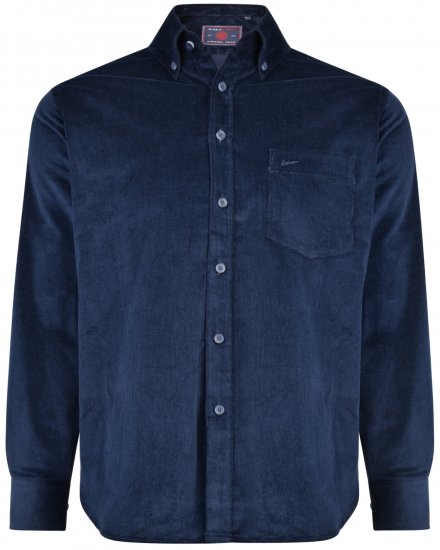 Kam Jeans 6195 Long Sleeve Corduroy Shirt Navy - Camisas - Camisas 2XL-10XL