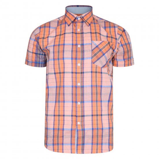 Kam Jeans 6201 Summer Casual Check Shirt Peach - Camisas - Camisas 2XL-10XL